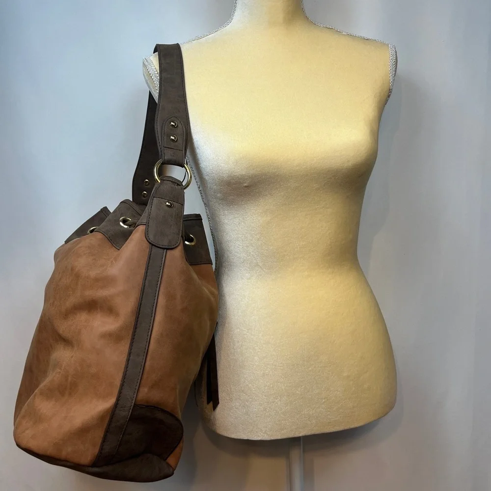 Large Brown Shoulder Bag with Shoulder Strap.